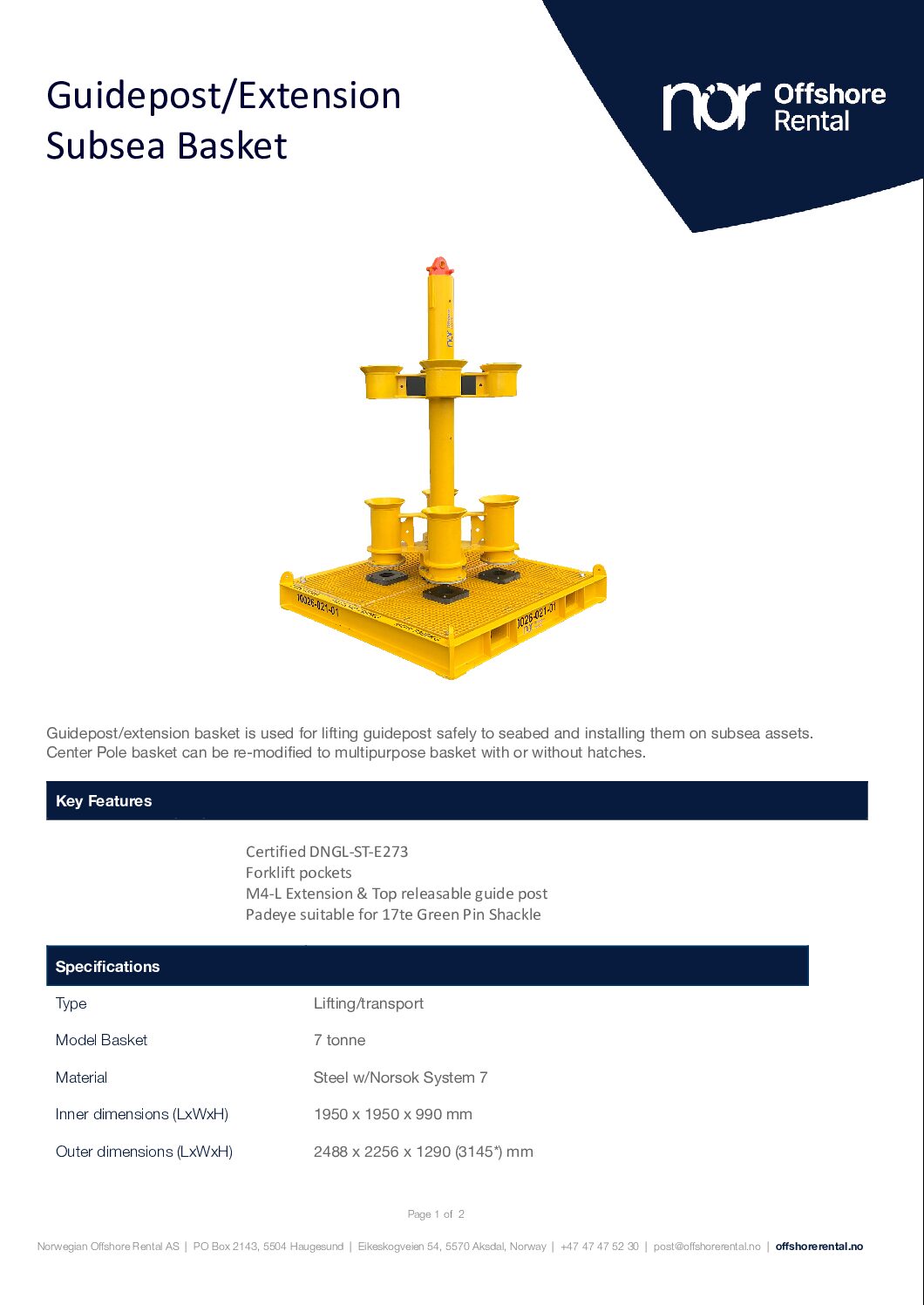 NOR DS Guide Post Extension Subsea Basket 180923 Norwegian Offshore